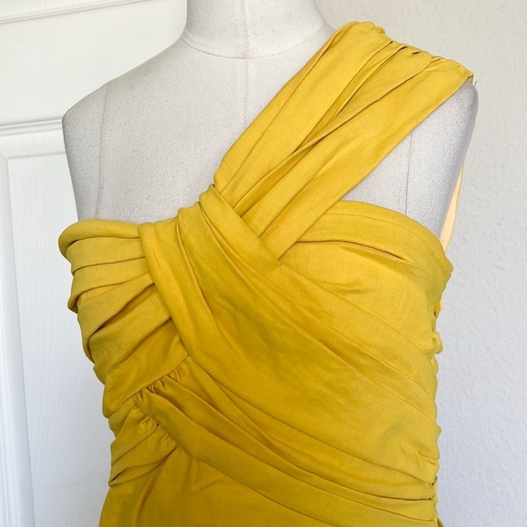 A.L.C. Apollo Linen One Shoulder Mini Dress Sole Yellow - Picture 7 of 12